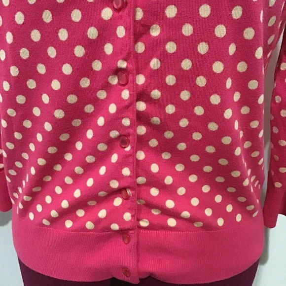 Spense Knits- Pink and Cream Polka Dot Sweater - Picture 5 of 12